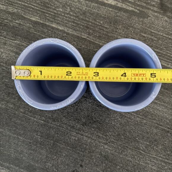 (2) La Fermiere Terra Cotta French Yogurt Pots Cermer - Color Periwinkle Blue - Picture 4 of 4